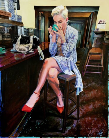 Red Shoes, 48" x 60" Acrylic on canvas, 2019