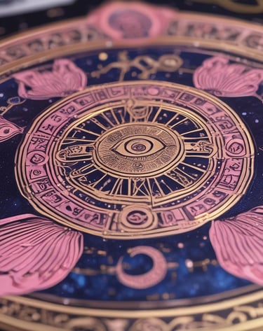 An elegant display of spiritual tools and crystals on a velvet cloth.