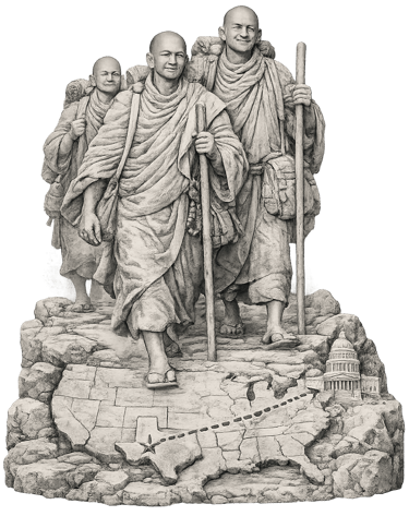walkforpeace monks walking statue 3d