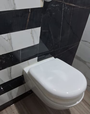 A bathroom with a western toilet