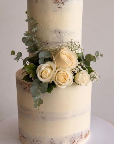 Semi Nude Wedding Cake Gold Coast
