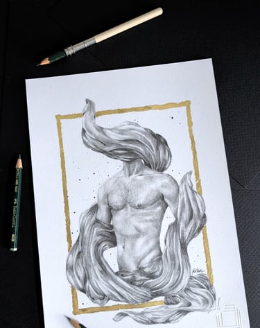 illustration originale en A4 réalisé aux crayons graphite