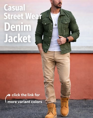 casual green denim jacket