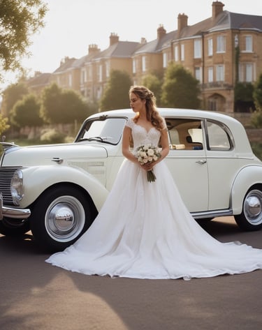 A large convention center hall arranged for an event setup with scattered boxes, crates, and equipment. There are partitions covered with white drapes, directional signs hanging from the ceiling, and yellow taped lines on the floor. A person is walking through the hall, and equipment is positioned sporadically.