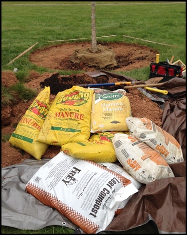 bags of composted fertilizers