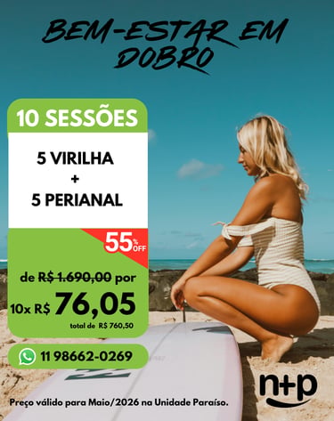 Promo depilação a laser femina Não+Pelo Paraíso: virilha e perianal por 10x R$ 76,05