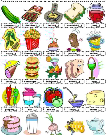 countables and uncountables food drinks picture worksheet