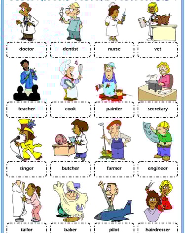 occupations vocabulary esl picture dictionary worksheets for kids