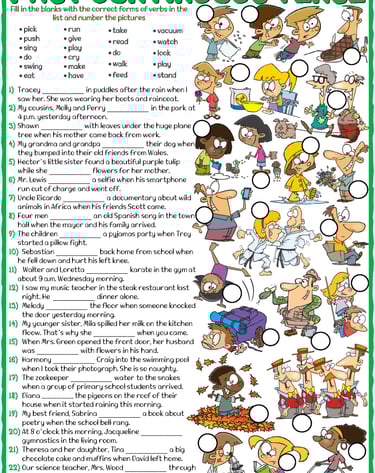 past continuous tense esl printable grammar exercises worksheet