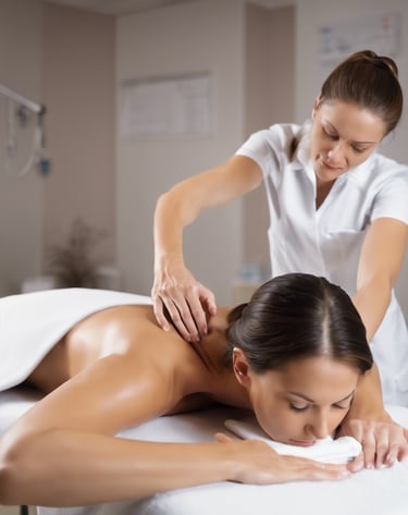 a woman getting a back mas;sage from a man