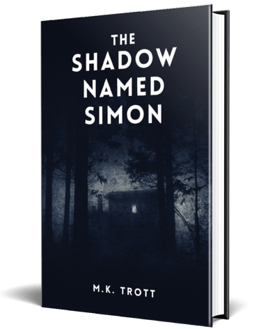 A black book cover featuring a house located in a deep dark forest