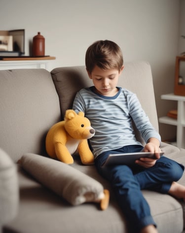 A family enjoying a digital game night around a table.