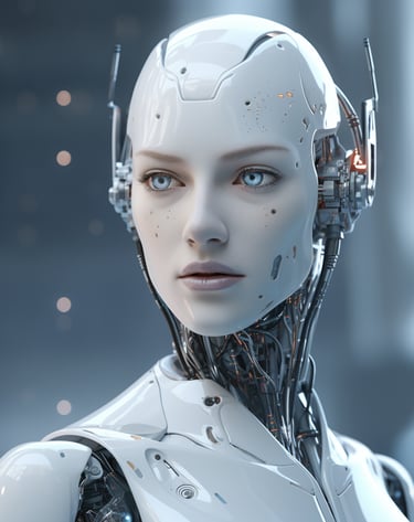 a robot with a robot like headgear