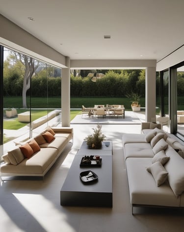 A trendy outdoor space designed for relaxation.