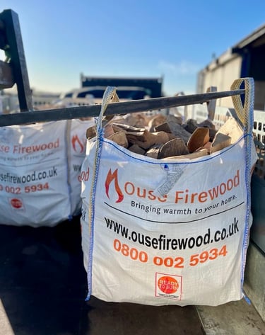Ouse Firewood tonne bags kiln dried logs on delivery truck Cambridgeshire