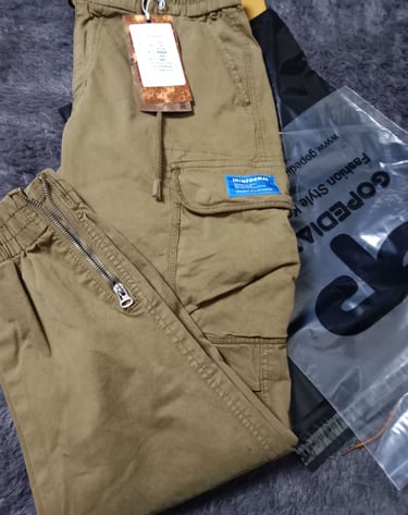 a pair of pants with a tag on it