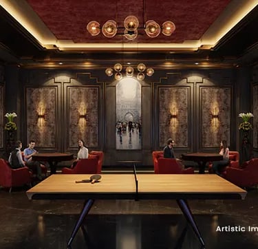a conference room with a table and chairs | Eternia Greater Noida West