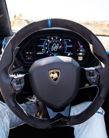 A Lamborghini Aventador steering wheel.