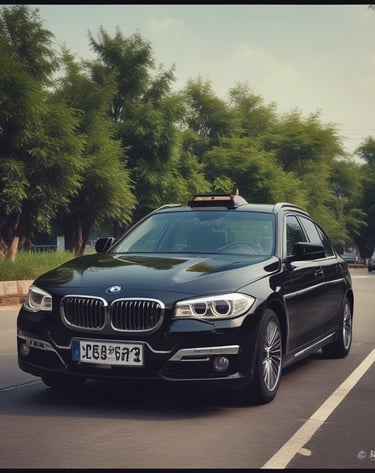 A line of black taxis parked along a dimly lit street at night, illuminated by streetlights. The taxis have lit signs on top with glowing red lettering, indicating they are available for passengers. Trees and urban elements are visible in the background, contributing to a city atmosphere.