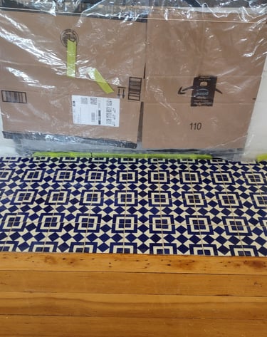 mosiac fireplace floor
