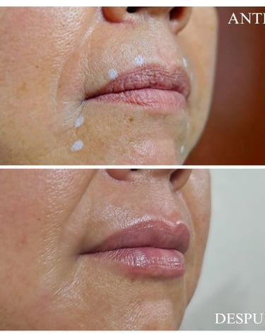 Ácido hialurónico hidratación labios antes y después