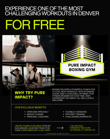 flyer advertising a boxing gym