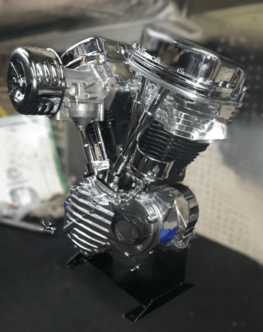 a chromed HD engine