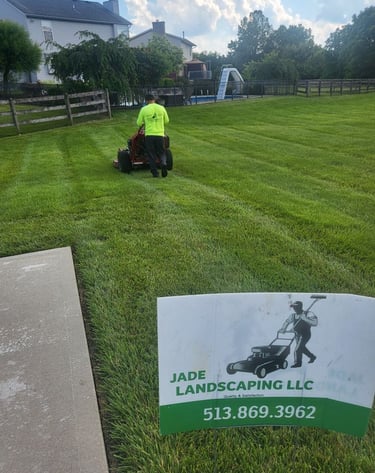 Lawn mowing with stripes Fairfield OH yard