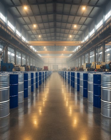 akistan Drums steel drum manufacturing facility – large-scale production of industrial steel drums, 