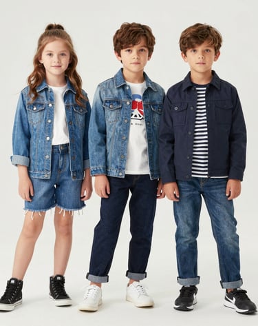 A vibrant display of colorful kids' clothing arranged in a playful setting.