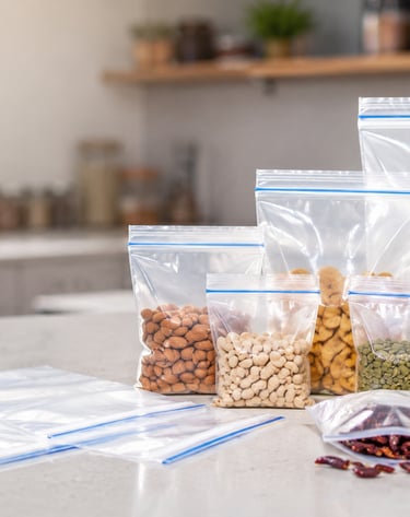 Transparent zip lock bags pouch in multiple sizes with food storage use supplier in Indore