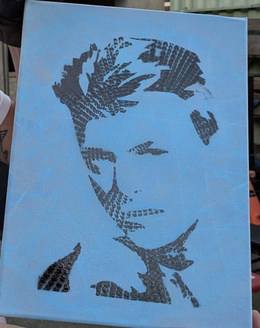 Graffiti stencil portrait artwork created in workshop Hamburg / Graffiti Schablonen Portrait Kunst Workshop Hamburg