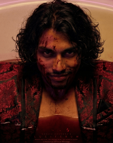Kesava Chandra as Brahma Vardha in a blood soaked state in Luciferum (2031)