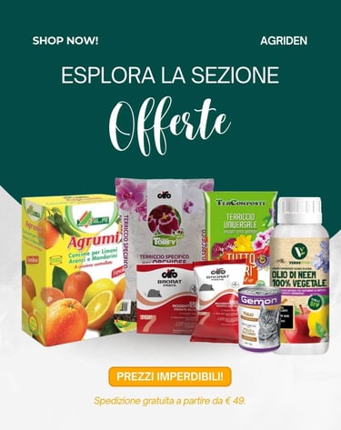 Banner promozionale Agriden con offerte su prodotti per piante, giardino e piccoli animali