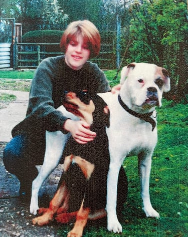 Lisa with family dogs