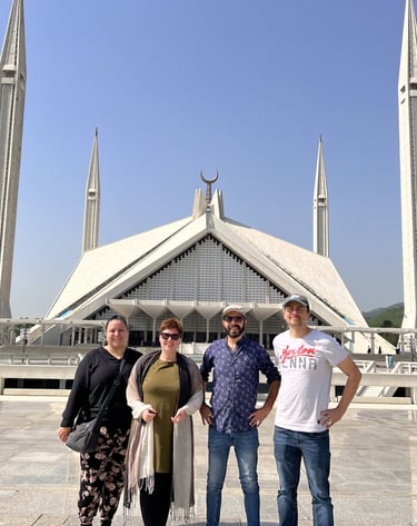  German tourists at Faisal Mosque in Islamabad, Pakistan