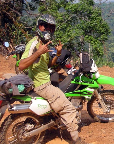 Backpacker on a motorcycle in Thailand