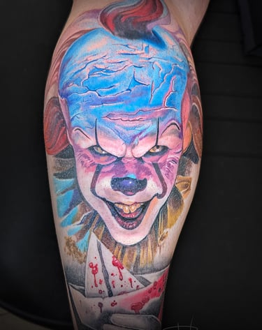 tatuaje pennywise realismo color Barcelona punkotattooartist