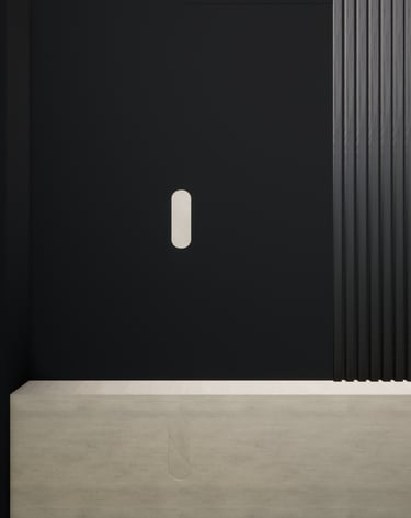 Zoom sur les portes du mobilier sur mesure noir et les poignées intégrées