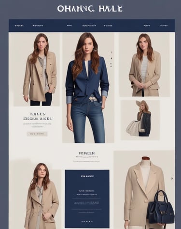 An elegant website design with dark purple and gold accents.