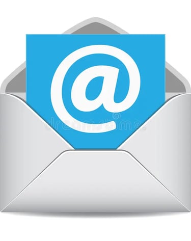 an email envelope with a blue envelope and a white envelope
