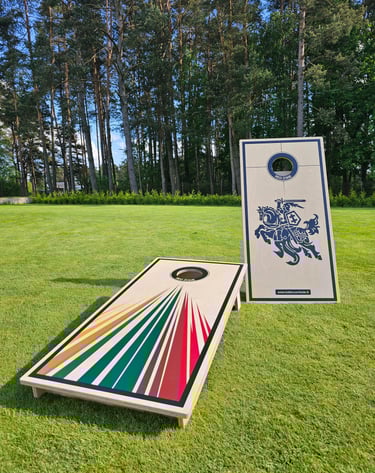 Cornhole žaidimo komplektas: dvi lentos