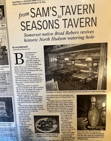 News article of history of 501 Tavern - restaurant bar in Hudson, WI
