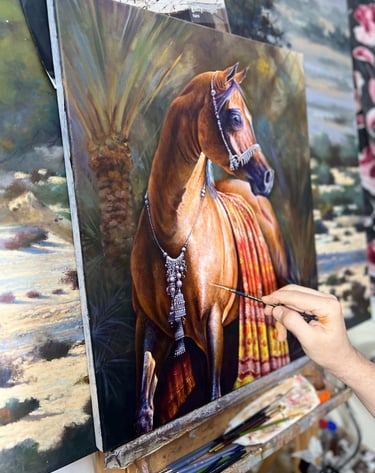Finishing Up Horse Painting By Maamar Tazi