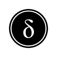 Minimalist black and white logo featuring a Greek delta symbol inside concentric circles.