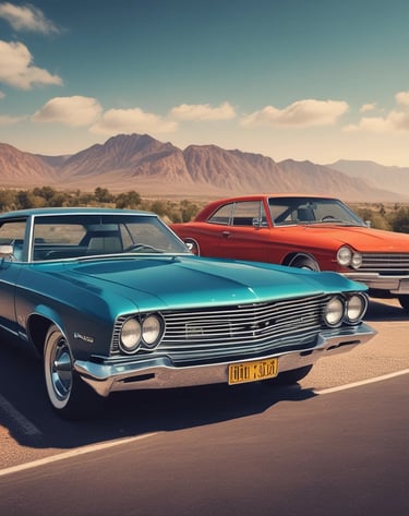 two cars parked on the side of the road