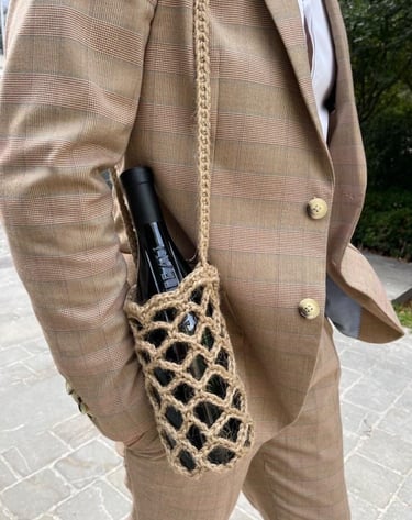 Porte bouteille de vin en fil de jute