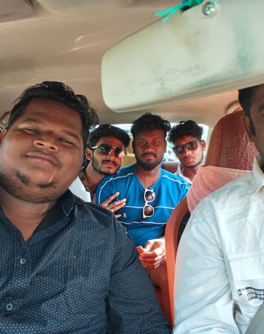 ​"Happy customers enjoying their outstation tour inside a comfortable South India Drop Taxi"