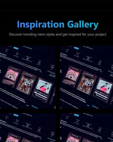 a series of photos of a neon sign designing website