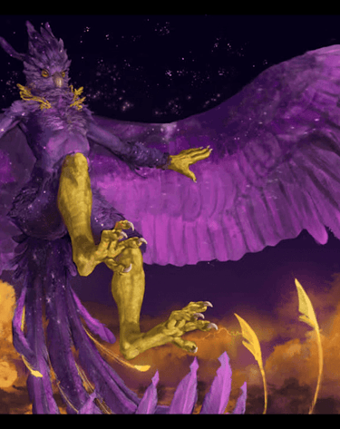 Galaxy female anthropomorphic bird in the night sky | Concept Art